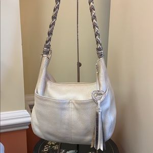Brighton Barbados leather braided strap hobo bag